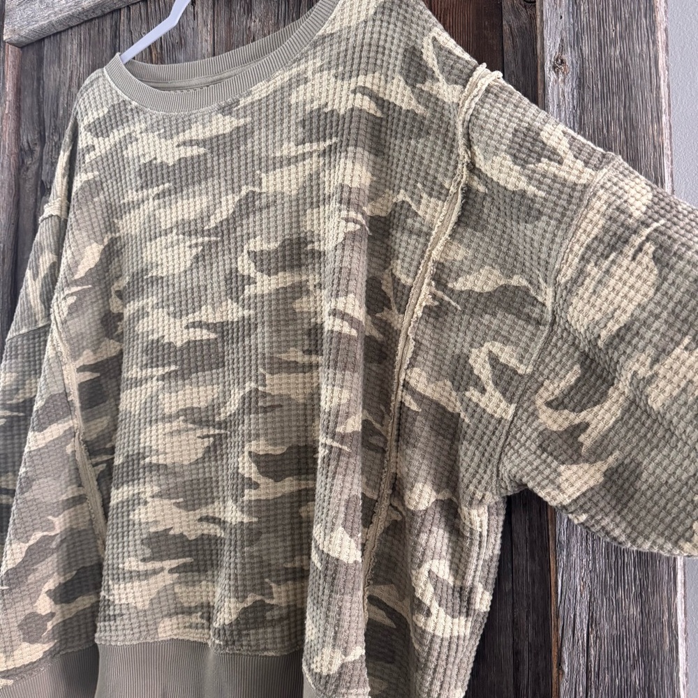 American Eagle Waffle Knit Crewneck – XL Oversized Fit “Seriously Lived-In” - Picture 3 of 8